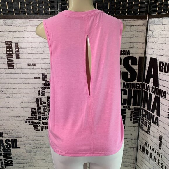 Reebok XL Pink Logo Open Back Vector Crop Muscle Tee - Picture 4 of 6